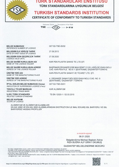 Türk Standartları Uygunluk Belgesi